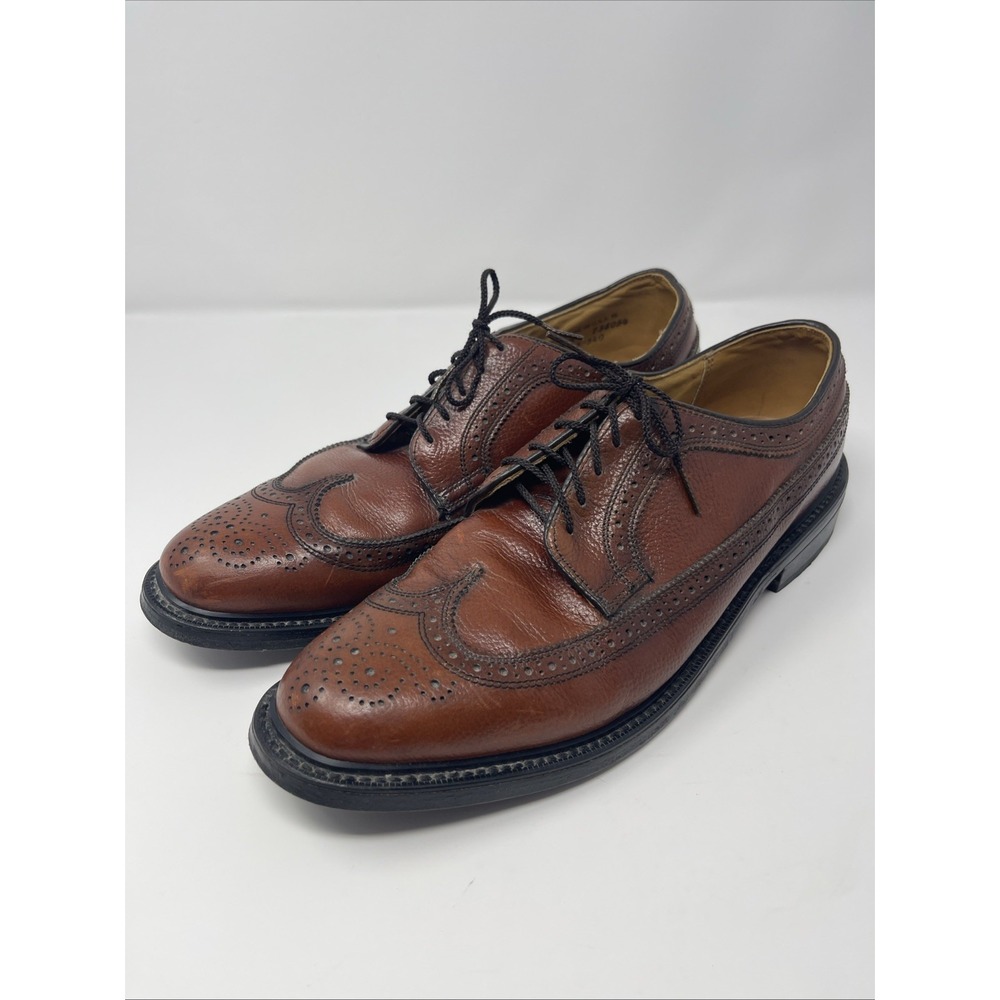 Vintage Dexter Dimpled Brown Leather‎ Wingtip Shoes Mens Size 10.5 D